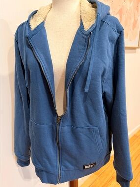 Eddie Bauer Blue Zip-Up Sherpa Sweatshirt / Jacket with Cream Lining Medium